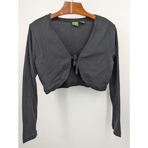 100% Cotton Black Mountain Lake Long Sleeve Bow Tie Close Crop Top Size XL - Picture 1 of 3